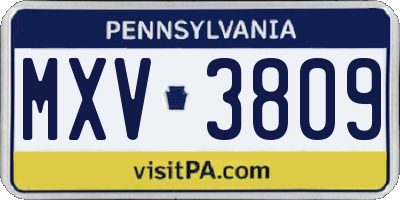 PA license plate MXV3809