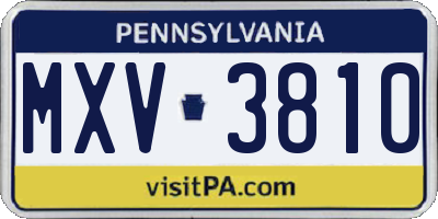 PA license plate MXV3810