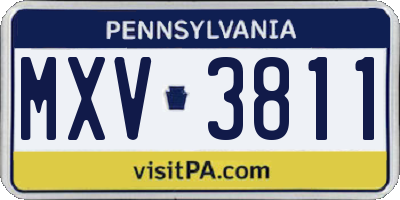 PA license plate MXV3811