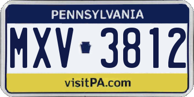 PA license plate MXV3812