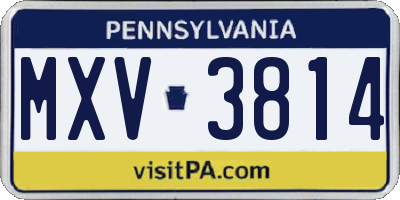 PA license plate MXV3814