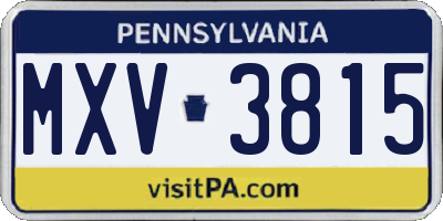 PA license plate MXV3815