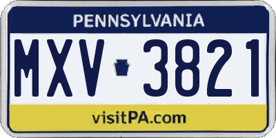 PA license plate MXV3821