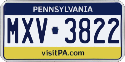 PA license plate MXV3822