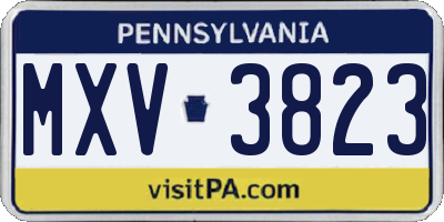 PA license plate MXV3823