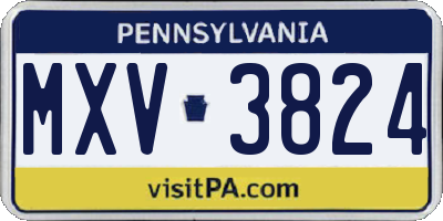 PA license plate MXV3824
