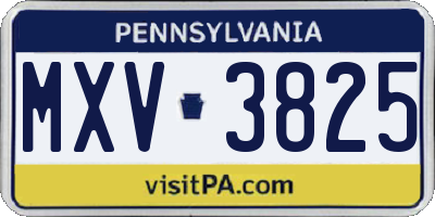 PA license plate MXV3825