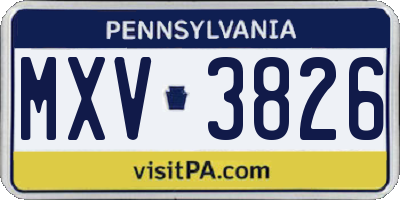 PA license plate MXV3826