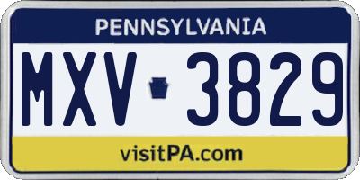 PA license plate MXV3829