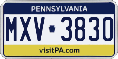 PA license plate MXV3830
