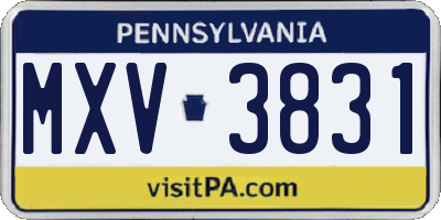 PA license plate MXV3831
