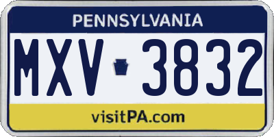 PA license plate MXV3832
