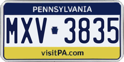 PA license plate MXV3835