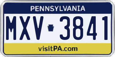 PA license plate MXV3841