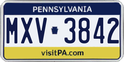 PA license plate MXV3842