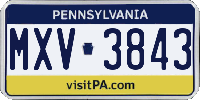 PA license plate MXV3843