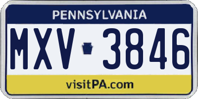 PA license plate MXV3846