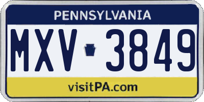 PA license plate MXV3849