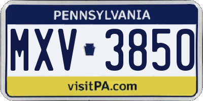 PA license plate MXV3850