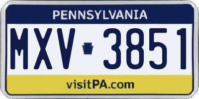 PA license plate MXV3851