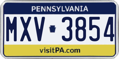 PA license plate MXV3854