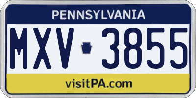 PA license plate MXV3855