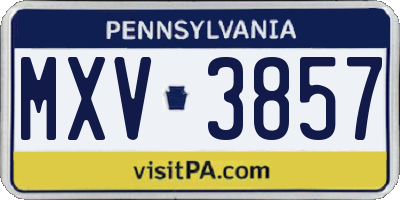 PA license plate MXV3857