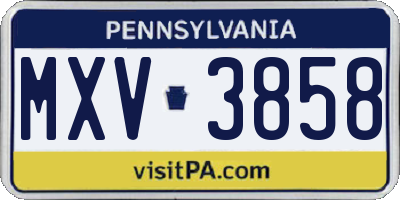 PA license plate MXV3858