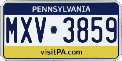 PA license plate MXV3859