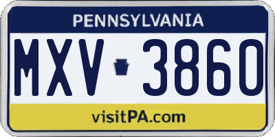 PA license plate MXV3860