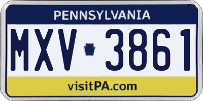 PA license plate MXV3861