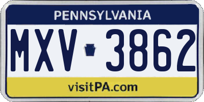 PA license plate MXV3862