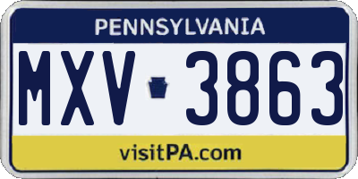 PA license plate MXV3863