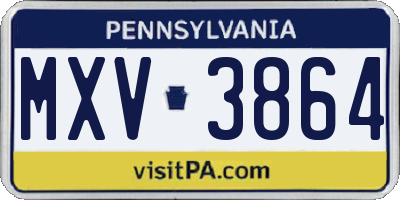 PA license plate MXV3864