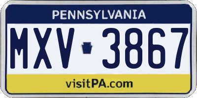 PA license plate MXV3867