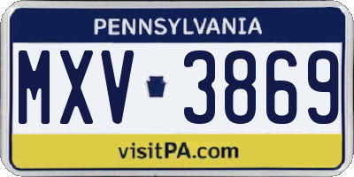 PA license plate MXV3869