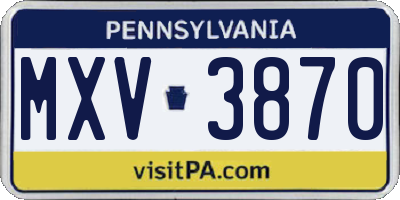 PA license plate MXV3870
