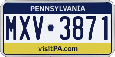 PA license plate MXV3871