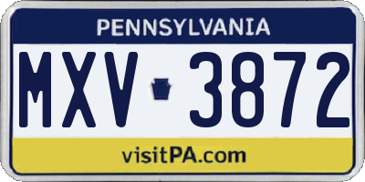 PA license plate MXV3872