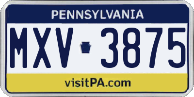 PA license plate MXV3875