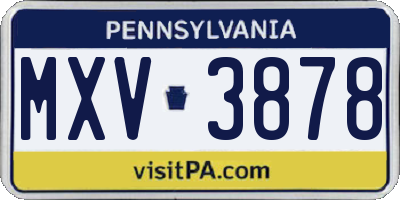PA license plate MXV3878
