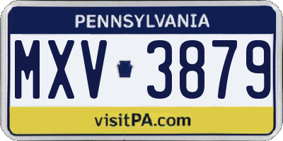 PA license plate MXV3879