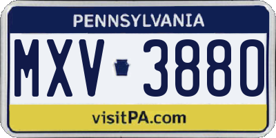 PA license plate MXV3880