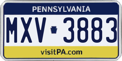 PA license plate MXV3883