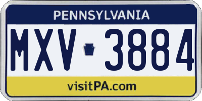 PA license plate MXV3884