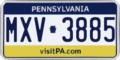 PA license plate MXV3885