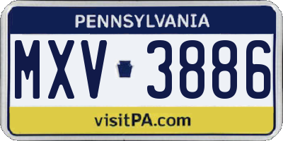 PA license plate MXV3886