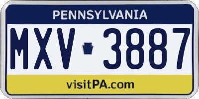 PA license plate MXV3887