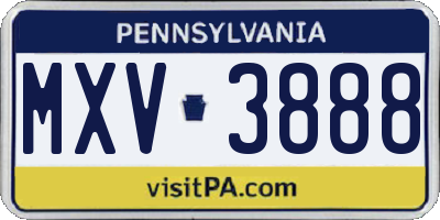 PA license plate MXV3888