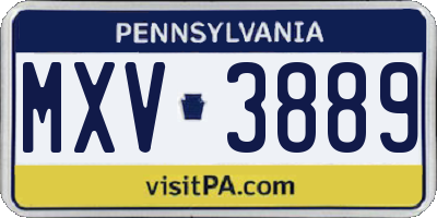 PA license plate MXV3889